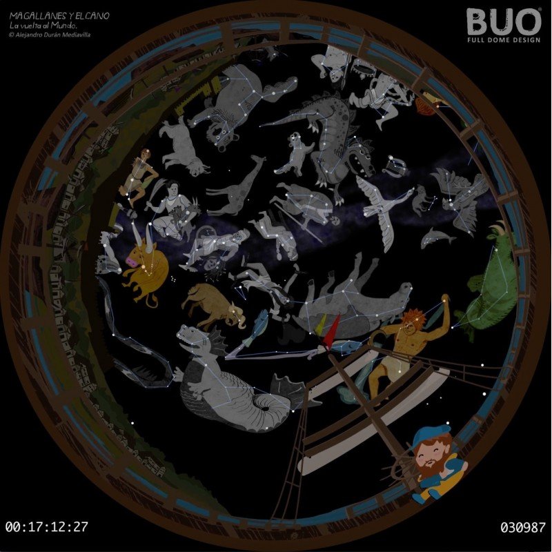 Magellan et Elcano, planétariums, l'astronomie, les constellations et la navigation, hémisphère nord et sud.